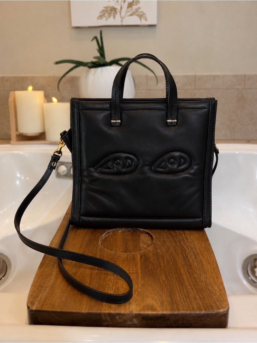 Clare V Petit Simple Tote - Black w/ Eyes
